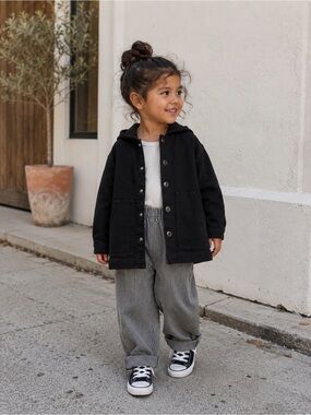 Zara black denim hooded jacket in toddler size 2–3 years. NWT